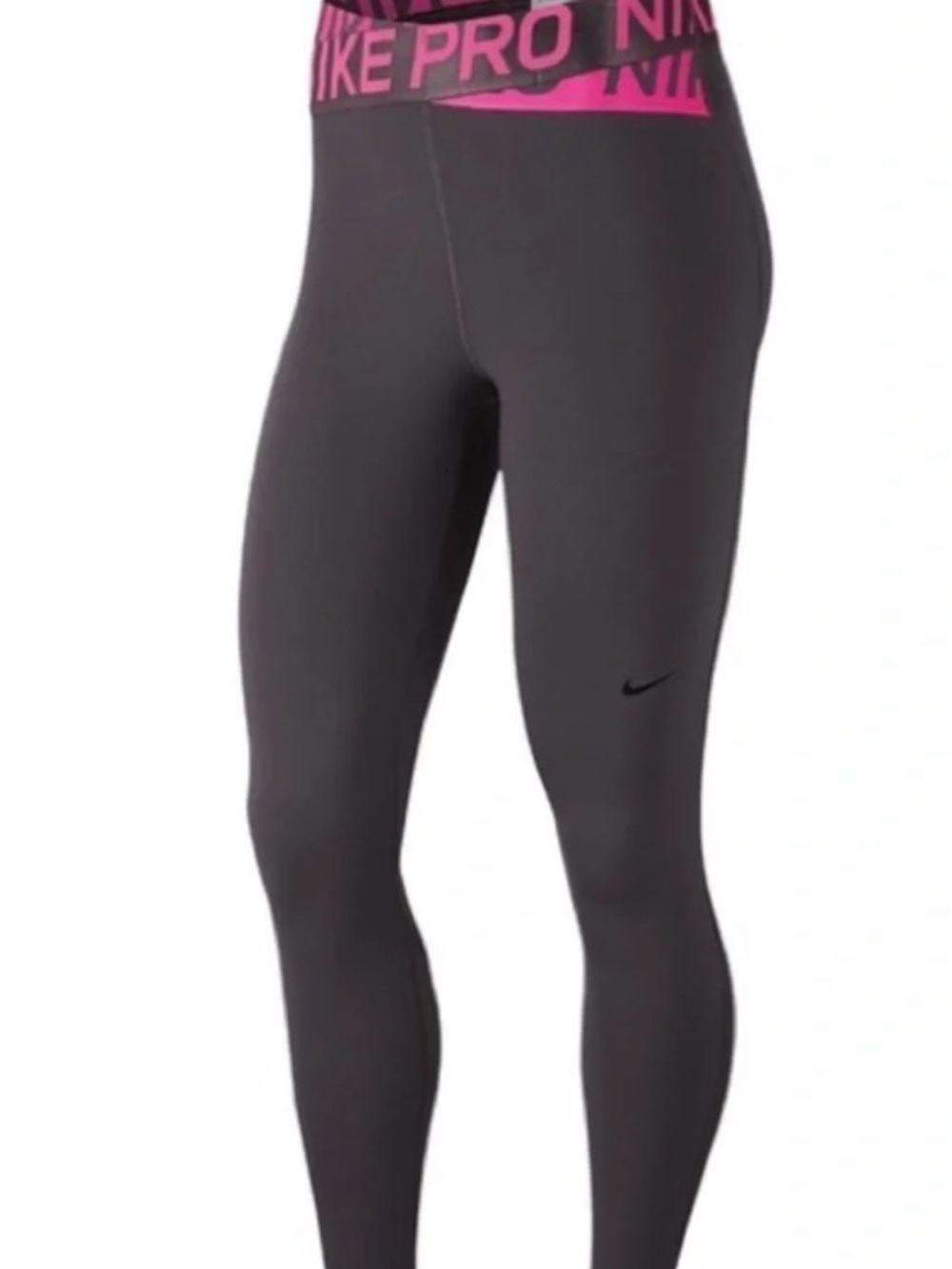 Nike Gray Leggings with Pink Branded Waistband